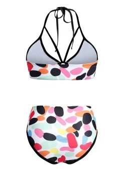Rainbow Color Polka Dot High Waist Bikini Set -Modlily 1697777554908976417