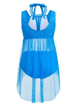 Lace Mid Waisted Sky Blue Swimdress And Panty -Modlily 1697777899521196773