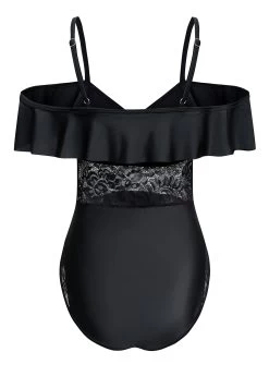 Lace Black Spaghetti Strap One Piece Swimwear 7 Lace Black Spaghetti Strap One Piece Swimwear -Modlily 1697793752708783513