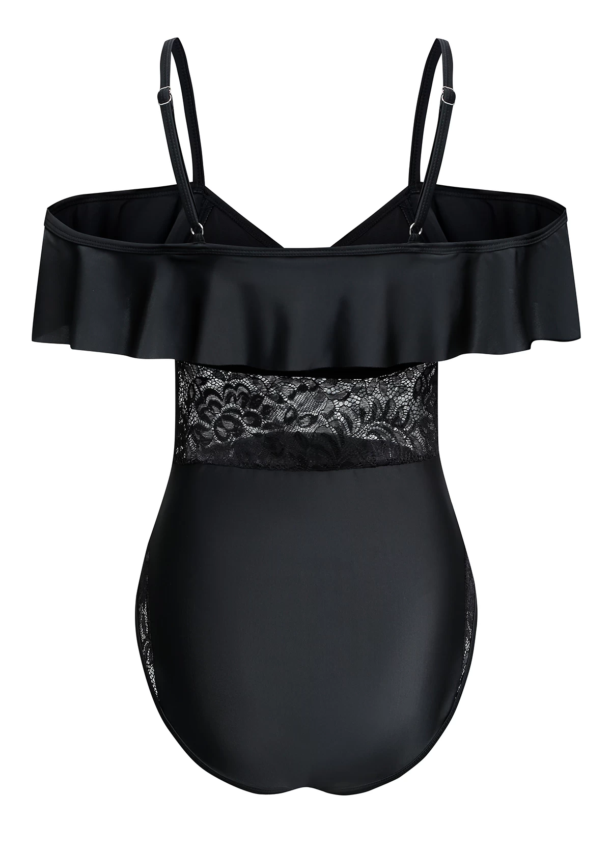 Lace Black Spaghetti Strap One Piece Swimwear 4 Lace Black Spaghetti Strap One Piece Swimwear - Image 4