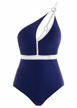 Contrast Spaghetti Strap Cutout One Piece Swimwear -Modlily 1697865599619466094