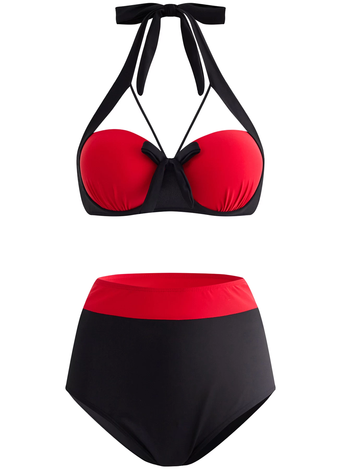 Bowknot High Waisted Color Block Bikini Set 3 Bowknot High Waisted Color Block Bikini Set - Image 3