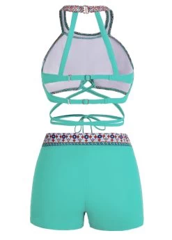 Tribal Print Cutout Back Tie Front Bikini Set -Modlily 1698038405881118206