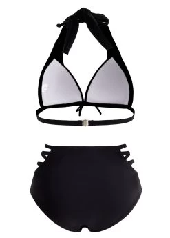 Halter High Waisted Bowknot Pierced Bikini Set -Modlily 1698050352268540444