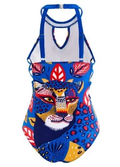 Animal Prints Lace Up One Piece Swimwear -Modlily 1698052400835515526