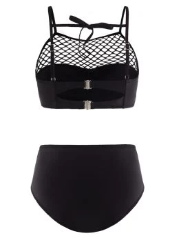 Pierced Tie Back Mid Waist Bikini Set 7 Pierced Tie Back Mid Waist Bikini Set -Modlily 1698231786567742349