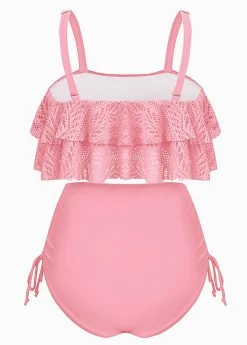Patchwork High Waisted Light Pink Bikini Set -Modlily 1698289713354058073