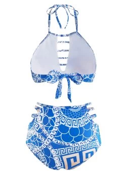 Geometric Print High Waisted Halter Bikini Set 9 Geometric Print High Waisted Halter Bikini Set -Modlily 1698320149020006420