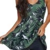 Spaghetti Strap Leaf Print Swimdress And Shorts