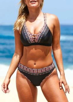Tribal Print Criss Cross Back Bikini Set -Modlily 233754 P 16086158173745