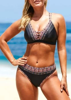 Tribal Print Criss Cross Back Bikini Set -Modlily 233754 P 16086158174276