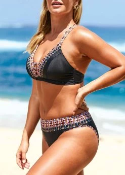 Tribal Print Criss Cross Back Bikini Set -Modlily 233754 P 16086158177227