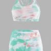 Tie Dye Drawstring Side High Waisted Bikini Set
