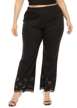 Plus Size Pierced Elastic Waist Pants