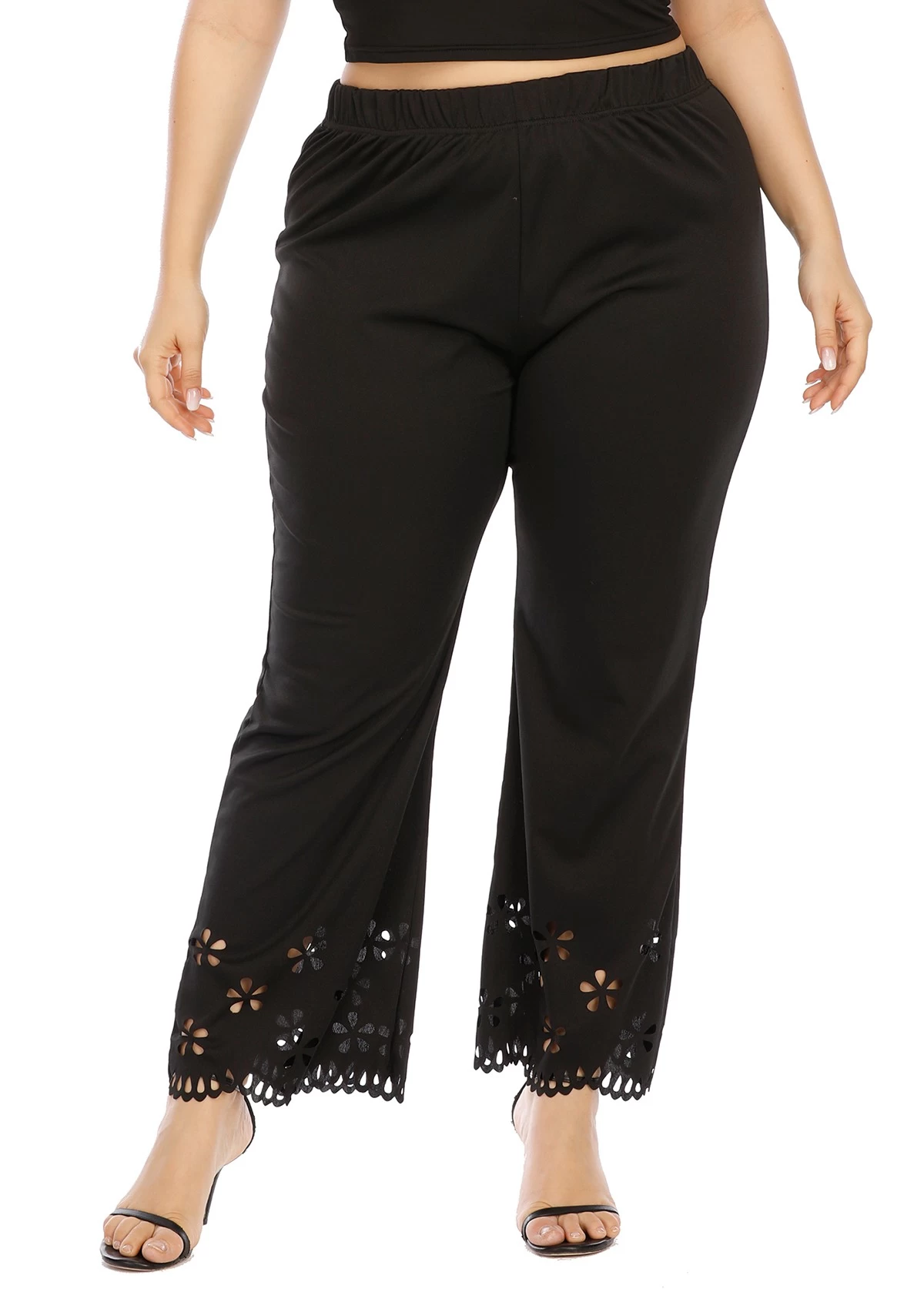 Plus Size Pierced Elastic Waist Pants 1 Plus Size Pierced Elastic Waist Pants