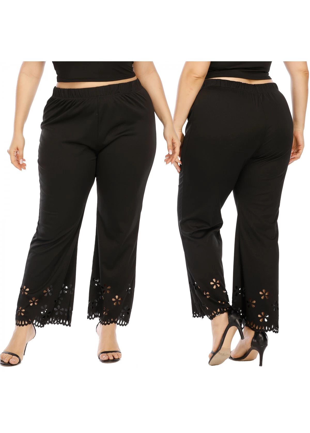 Plus Size Pierced Elastic Waist Pants 3 Plus Size Pierced Elastic Waist Pants - Image 3