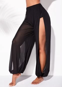 High Waisted Mesh Cutout Leg Beach Pants