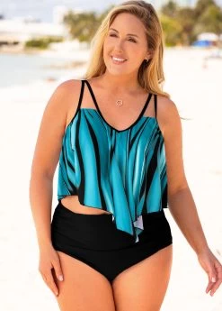 Plus Size Printed High Waisted Bikini Set -Modlily 259491 P 16137886233323