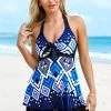 Tribal Print Layered Hem Swimdress And Panty