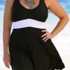 Plus Size Contrast Swimdress And Panty