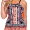 Plus Size Geometric Print Spaghetti Strap Tankini Set