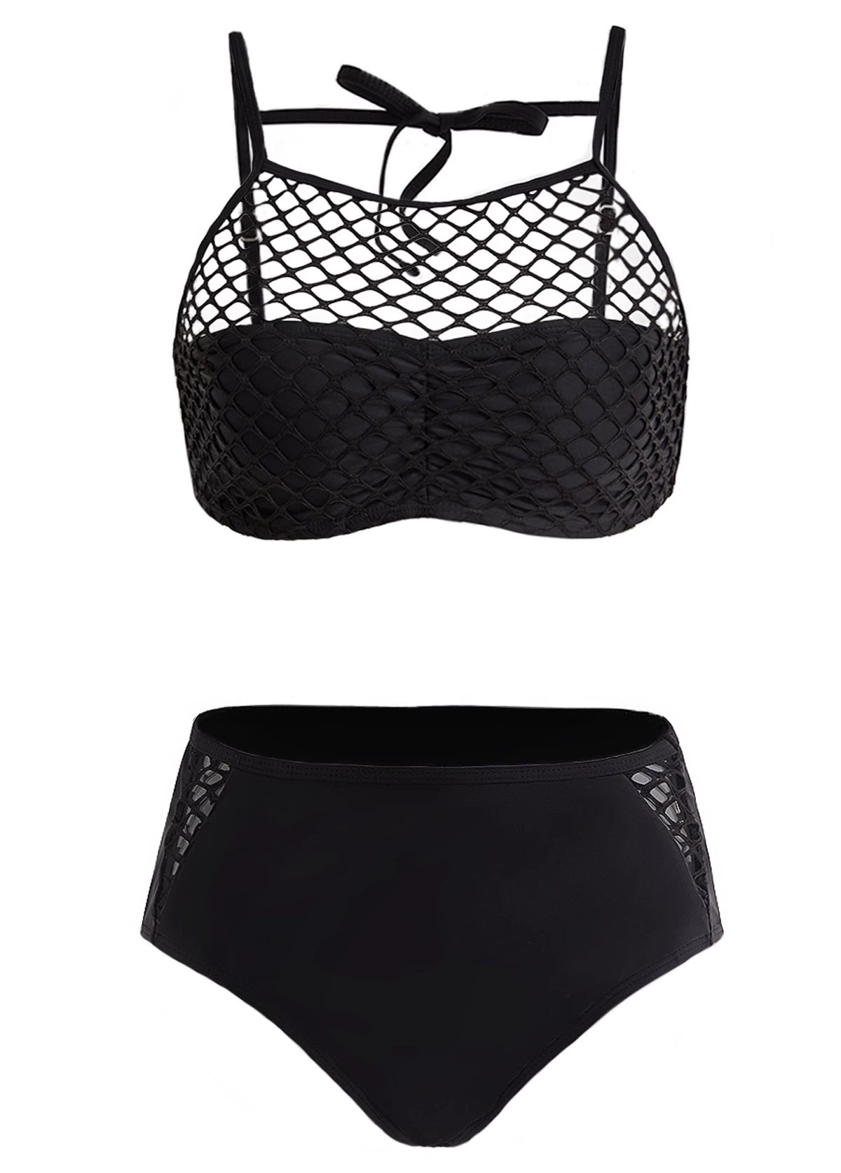 Pierced Tie Back Mid Waist Bikini Set 1 Pierced Tie Back Mid Waist Bikini Set