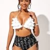 Layered Ruffle Detail Halter High Waist Bikini Set