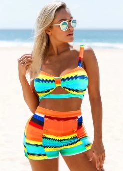 Plus Size Colorful Striped High Waisted Bikini Set 9 Plus Size Colorful Striped High Waisted Bikini Set -Modlily 265149 P 1614753698510 1