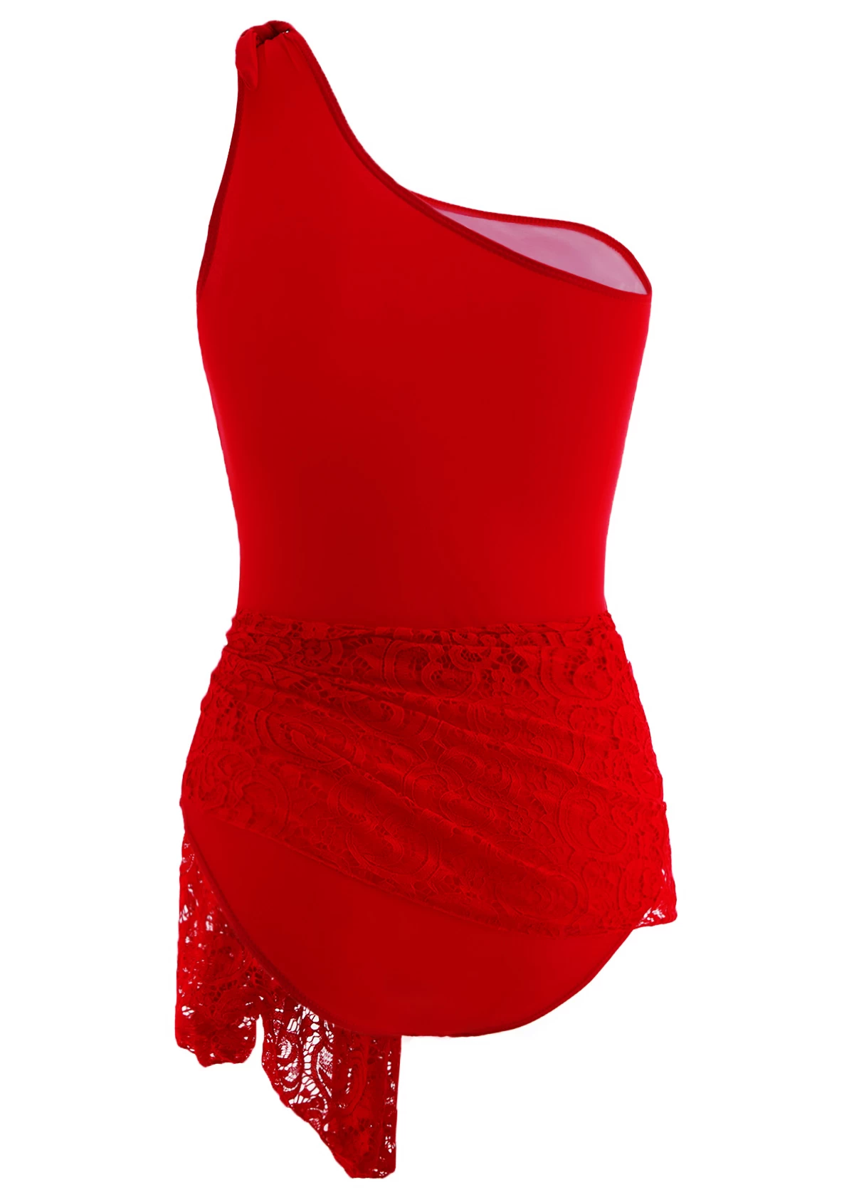 Lace Stitching Tie Front One Piece Swimdress 2 Lace Stitching Tie Front One Piece Swimdress - Image 2