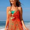 Bowknot Flounce Polka Dot Swimdress And Shorts