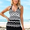 Printed Halter Tie Back Tankini Set
