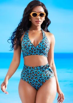 Halter Leopard High Waisted Bikini Set 8 Halter Leopard High Waisted Bikini Set -Modlily 266082 P 16155181710323
