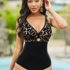 Leopard V Neck Spaghetti Strap One Piece Swimwear