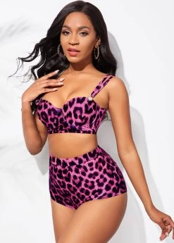 Leopard Print High Waisted Double Strap Bikini Set 8 Leopard Print High Waisted Double Strap Bikini Set -Modlily 266440 P 16142414457242