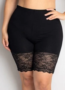 Plus Size Lace Stitching High Waisted Legging -Modlily 269648 P 16206966380682