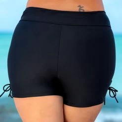 High Waist Tie Side Drawstring Plus Size Swim Shorts -Modlily 269750 P 16206411951733