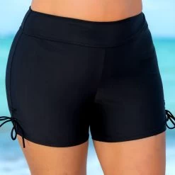 High Waist Tie Side Drawstring Plus Size Swim Shorts -Modlily 269750 P 16206411955884