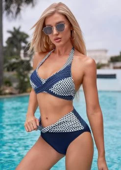 Mid Waist Polka Dot Tie Back Bikini Set 11 Mid Waist Polka Dot Tie Back Bikini Set -Modlily 269765 P 16203829144275