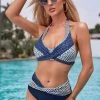 Mid Waist Polka Dot Tie Back Bikini Set