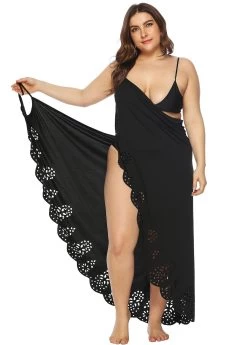 Plus Size Pierced Dettail Spaghetti Strap Cover Up