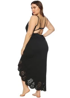 Plus Size Pierced Dettail Spaghetti Strap Cover Up -Modlily 270450 P 1618377504675
