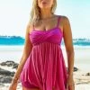 Hanky Hem Cross Front Spaghetti Strap Swimdress And Shorts