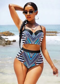 Tribal Print High Waisted Bikini Set -Modlily 270997 P 16224581814043