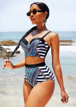 Tribal Print High Waisted Bikini Set -Modlily 270997 P 16224581819492