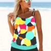 Geometric Print Multi Color Tankini Set