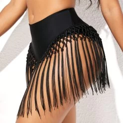 Tassel Detail Mid Waist Solid Bikini Bottom 6 Tassel Detail Mid Waist Solid Bikini Bottom -Modlily 277811 P 16258253218852