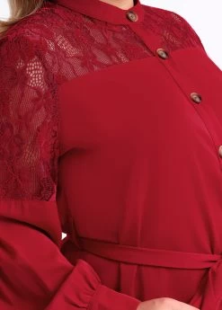 Plus Size Asymmetric Hem Wine Red Blouse -Modlily 285252 P 16409135711812