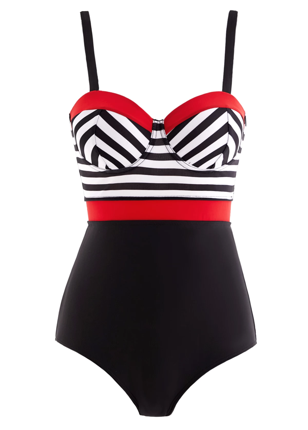 Striped Spaghetti Strap One Piece Swimwear 1 Striped Spaghetti Strap One Piece Swimwear