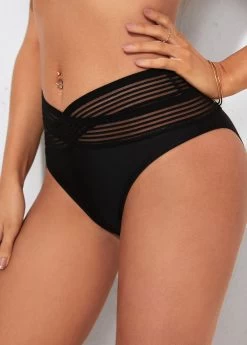Black High Waisted Cross Strap Swimwear Panty -Modlily 286957 P 16371438651362