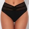 Black High Waisted Cross Strap Swimwear Panty